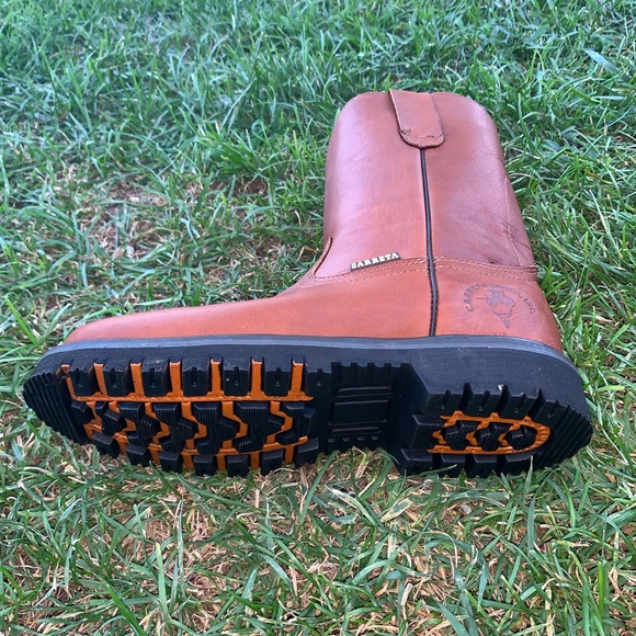 Men's Work STEEL TOE Boots Pull On Leather Brown Bota Trabajo Con Casquillo 410 - Picture 6 of 8